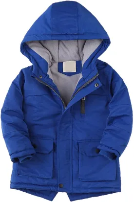 2-7 Years Kids Boy's Coat Fleece Lined Jacket Thick Winter Coat Hooded Winter Quilted Pu-ffer Par-ka Outerwear