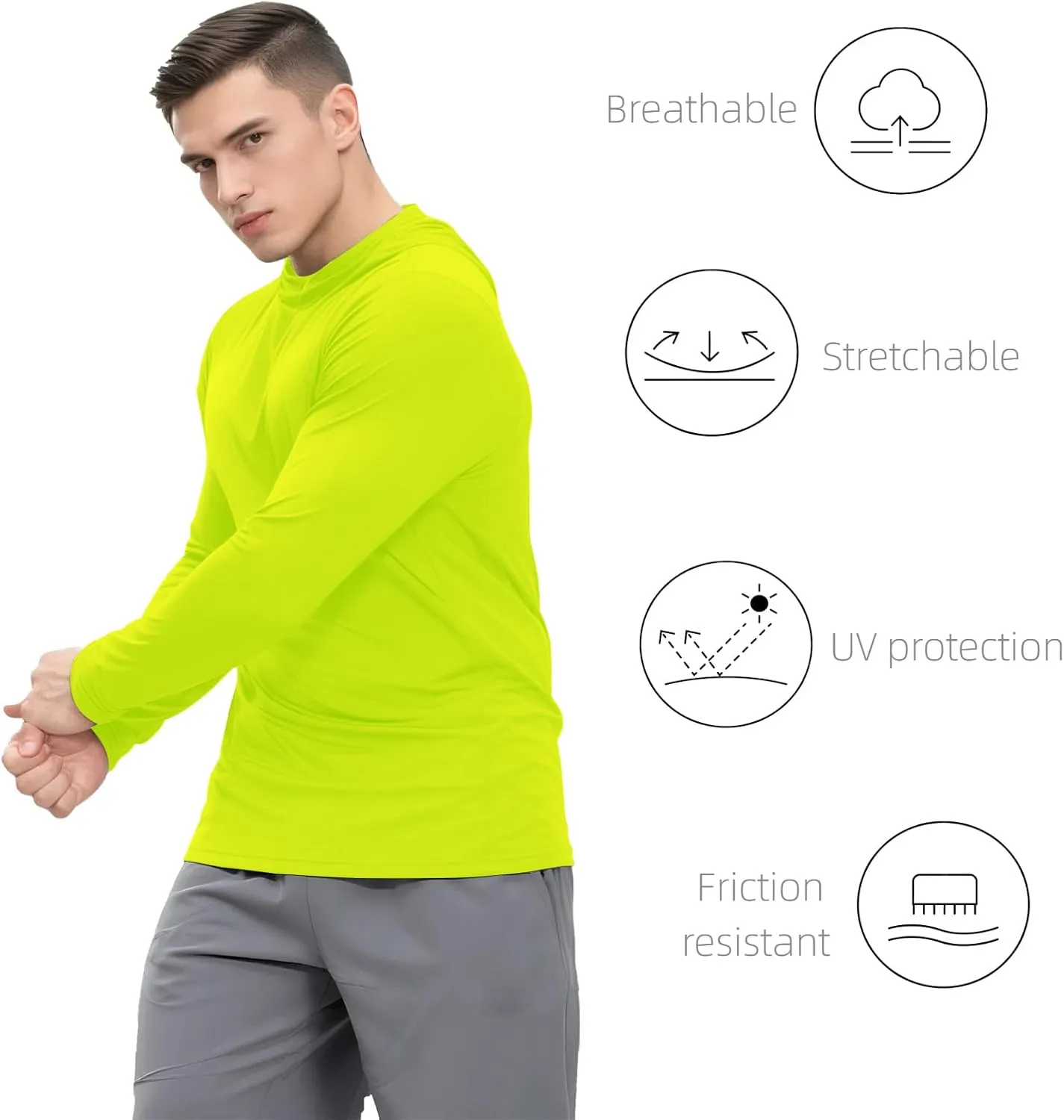 5 Pack Men's Long Sleeve Tees Quick Dry UV Protection Pullover Hoodies Gym Workout Outdoor Sports Athletic Shirts