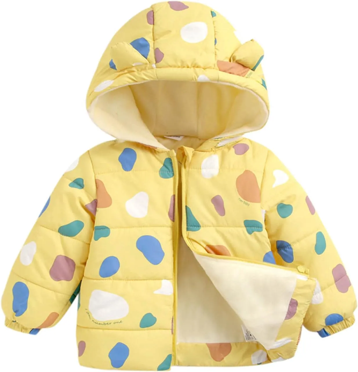 6M-5Y Girls Padded Parka Baby Winter Cartoon Windproof Coat Boys Bear Ears Outerwear Warm Jacket Thermal Coat