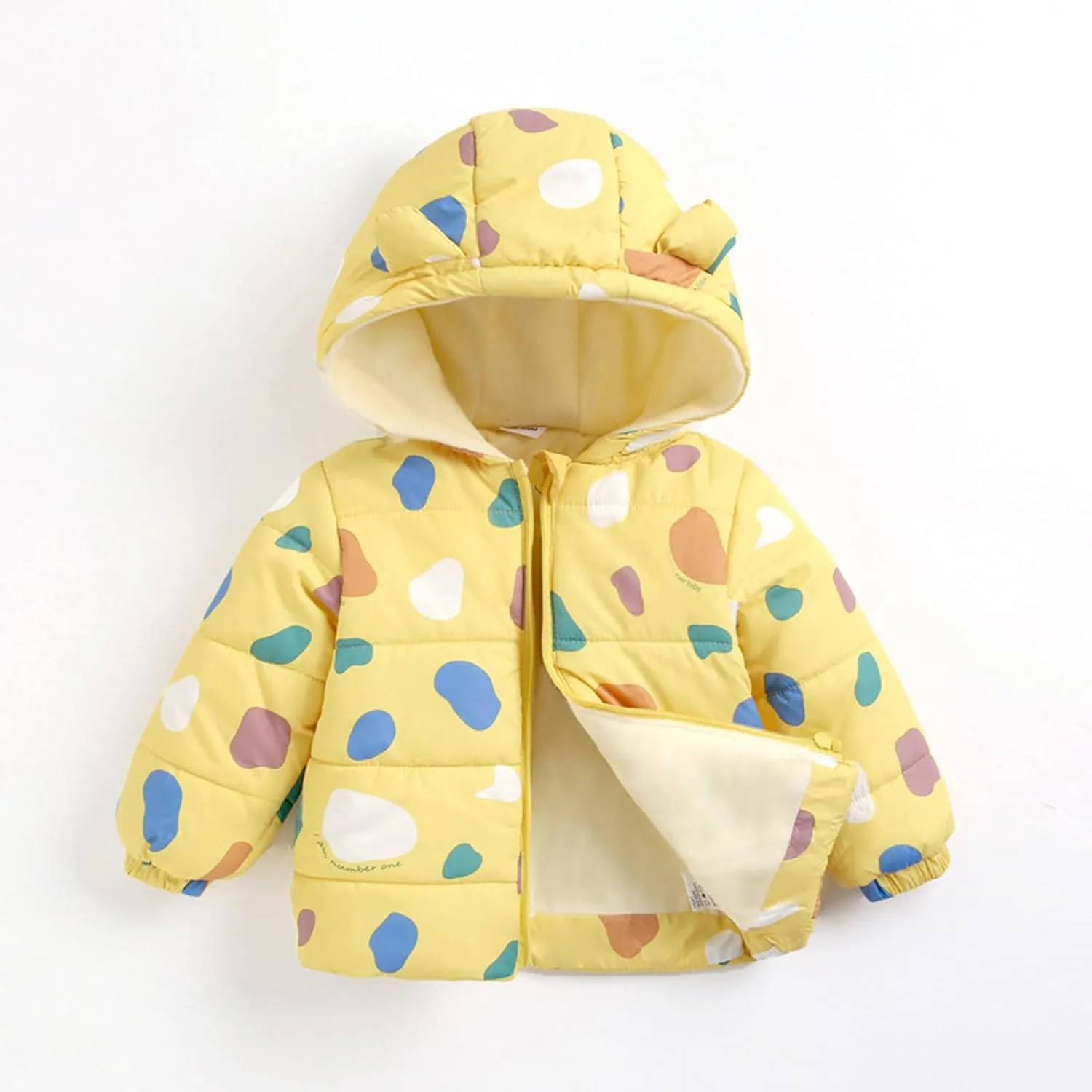 6M-5Y Girls Padded Parka Baby Winter Cartoon Windproof Coat Boys Bear Ears Outerwear Warm Jacket Thermal Coat
