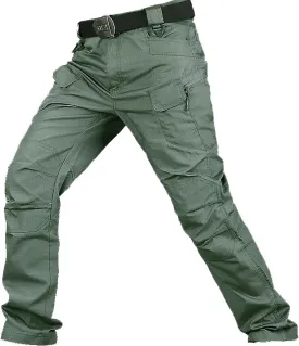 ADHOWBEW Tactical Pants Men Work Big and Tall Hiking Pockets Elastic Waist Relaxed Fit Joggers