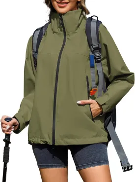 American Trends Rain Jacket Women Waterproof with Hood Travel Rain Coats Loose Fit Windbreaker Spring Jacket