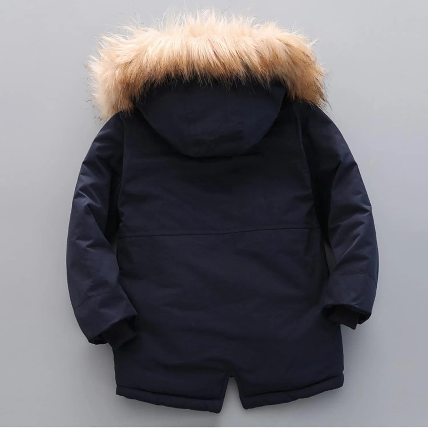 Boys and Toddler's Winter Coat Fleece Lined Long Puffer Jacket Insulated Parka with Faux Fur Collar Hooded Down Coat