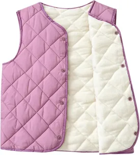 Boys Girls Quilted Puffer Vest Fleece Lined Sleeveless Lightweight Padded Down Coat Kids Toddler Winter Coat Waistcoat