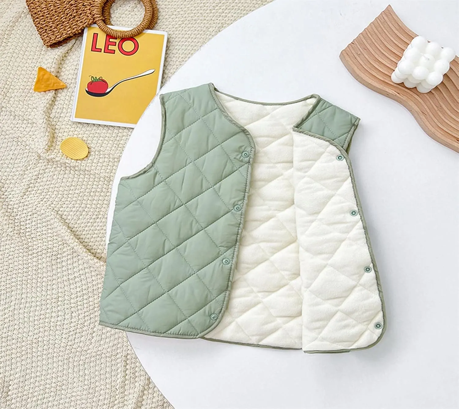 Boys Girls Quilted Puffer Vest Fleece Lined Sleeveless Lightweight Padded Down Coat Kids Toddler Winter Coat Waistcoat