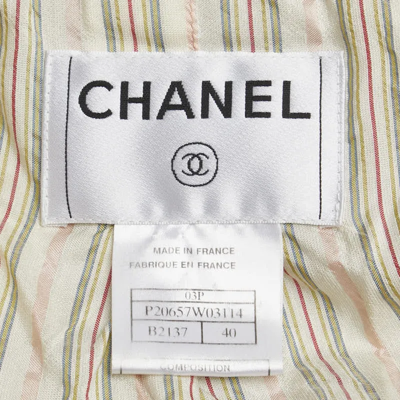 Chanel Tweed Jacket Beige Pink White