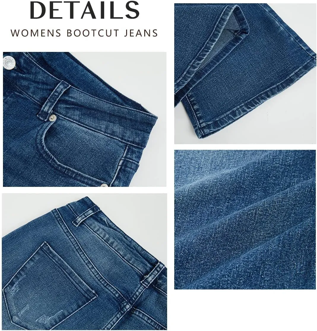 Cicy Bell Womens Flare Jeans High Waisted Stretch Baggy Trendy Boyfriend Bootcut Denim Pants
