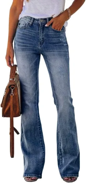 Cicy Bell Womens Flare Jeans High Waisted Stretch Baggy Trendy Boyfriend Bootcut Denim Pants