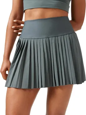 CRZ YOGA Women's High Waisted Pleated Tennis Skirts with Pockets Tummy Control Casual Liner A Line Workout Golf Skorts