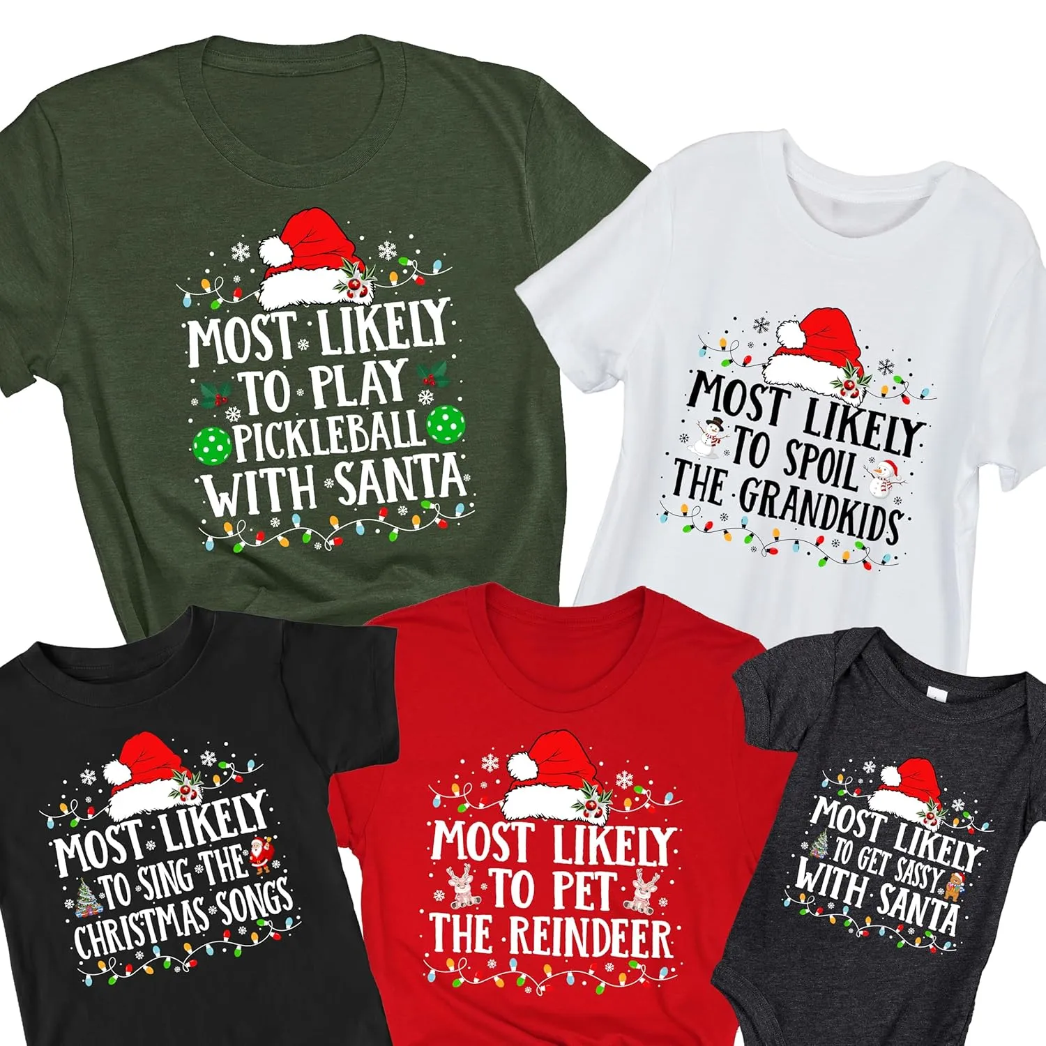 Customized Most Likely To Christmas Shirts Custom Text Personalized Tees Family Matching Christmas Shirts Funny Holiday Graphic T-Shirt for Men & Women Toddler Youth Baby Body Suit Shirts Christmas Party Reunion Couples