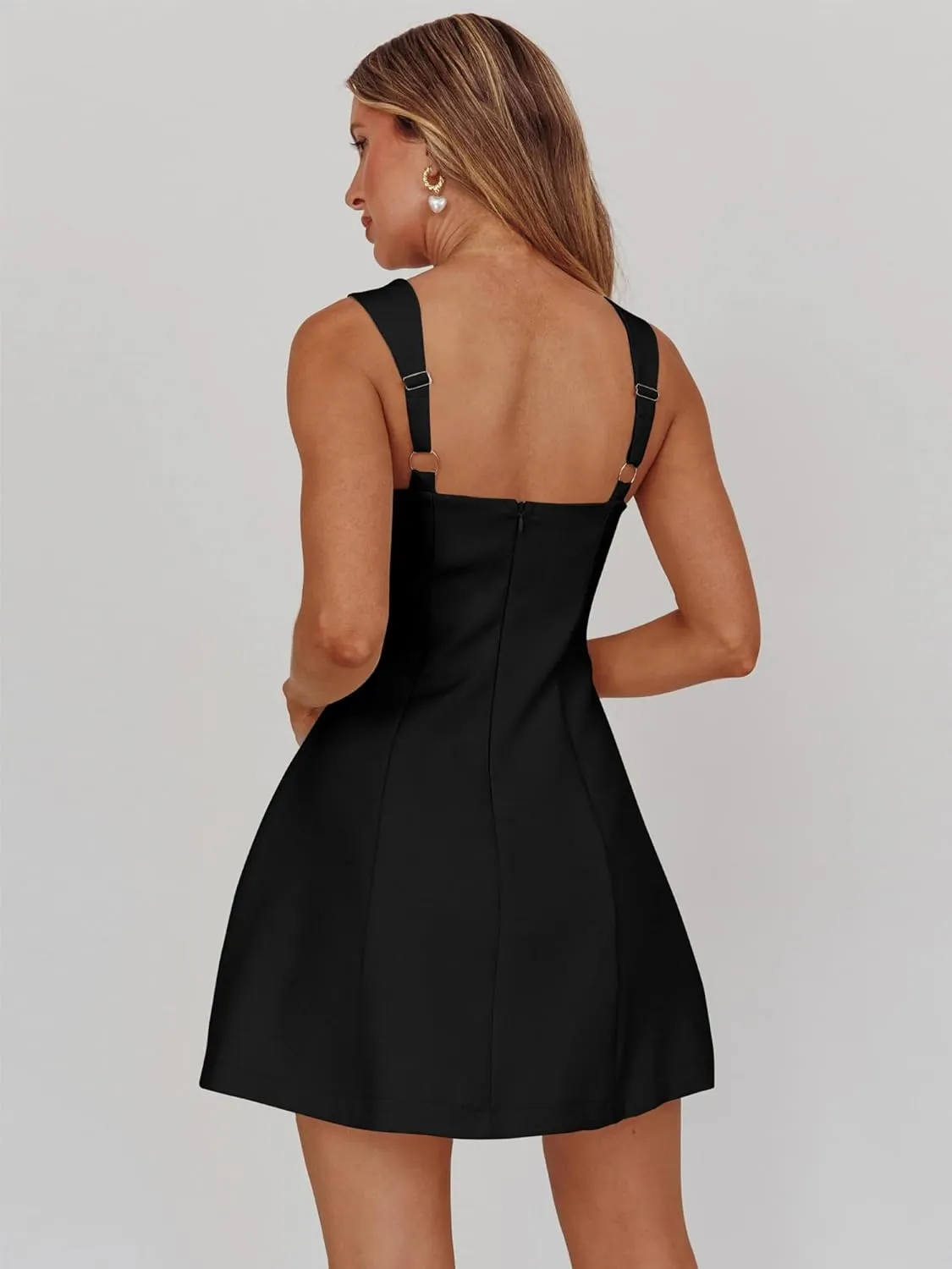 DAAWENXI Women's Casual Square Neck Sleeveless Tank Top Flare Mini Dress A Line Party Club Dresses