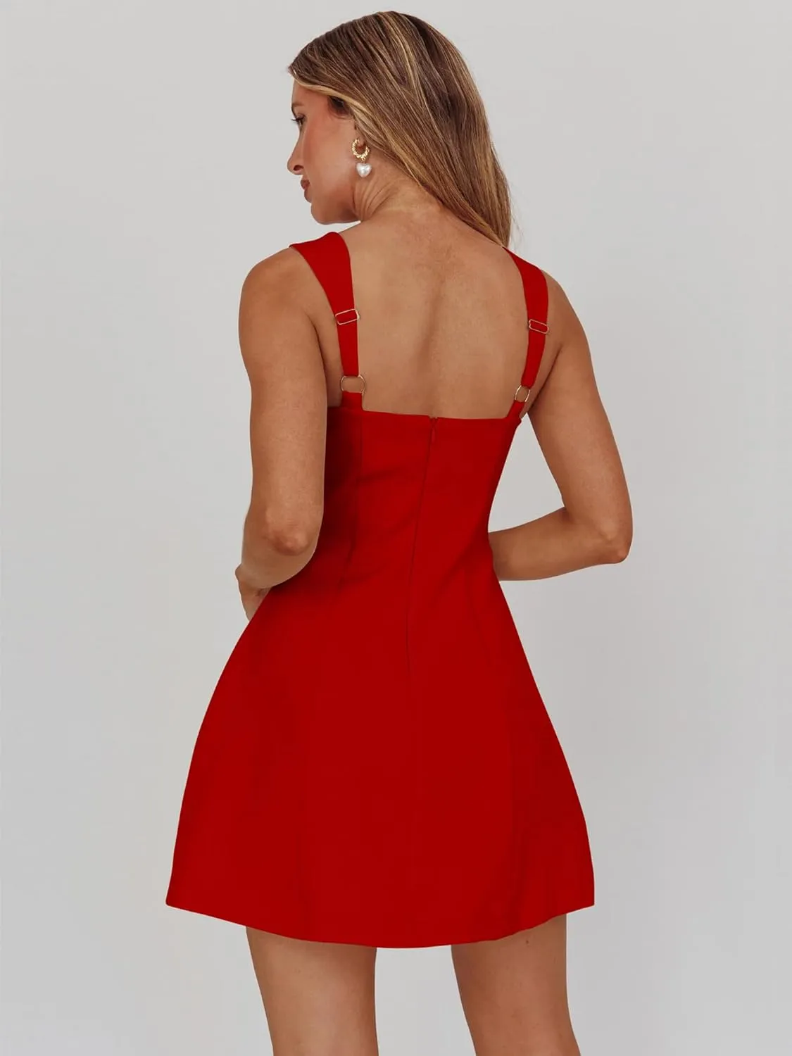 DAAWENXI Women's Casual Square Neck Sleeveless Tank Top Flare Mini Dress A Line Party Club Dresses