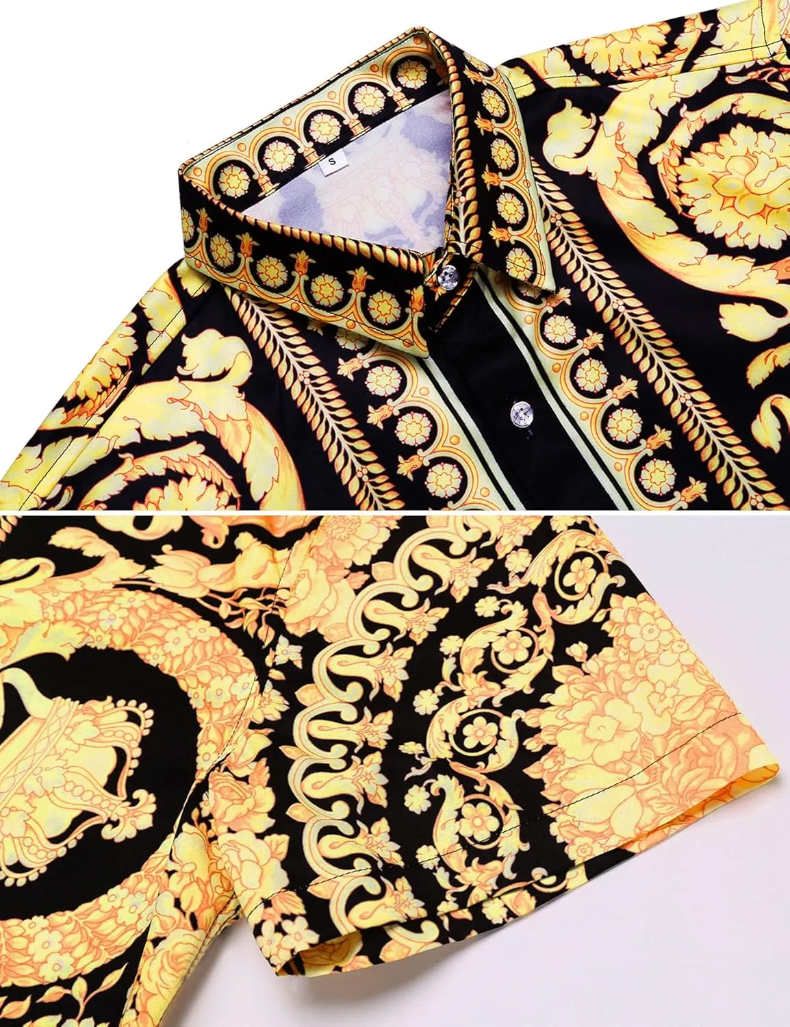 Daupanzees Men's Luxury Casual Button Down Short Sleeve Hawaiian Shirt Suits