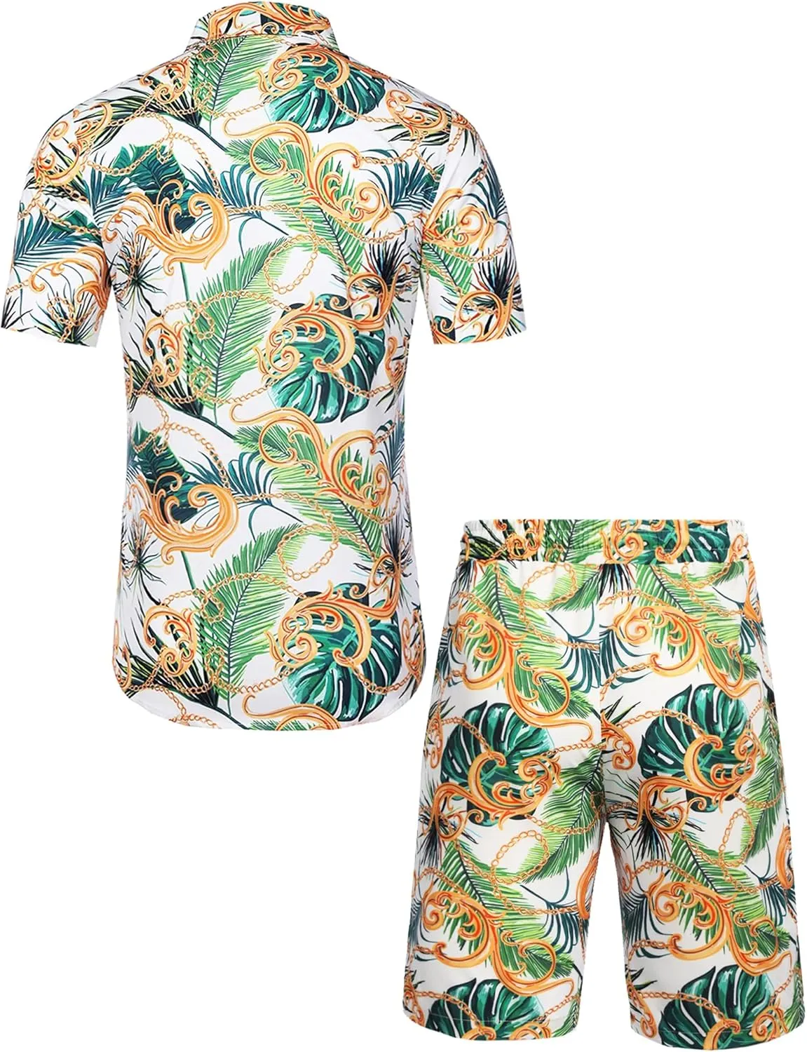 Daupanzees Men's Luxury Casual Button Down Short Sleeve Hawaiian Shirt Suits