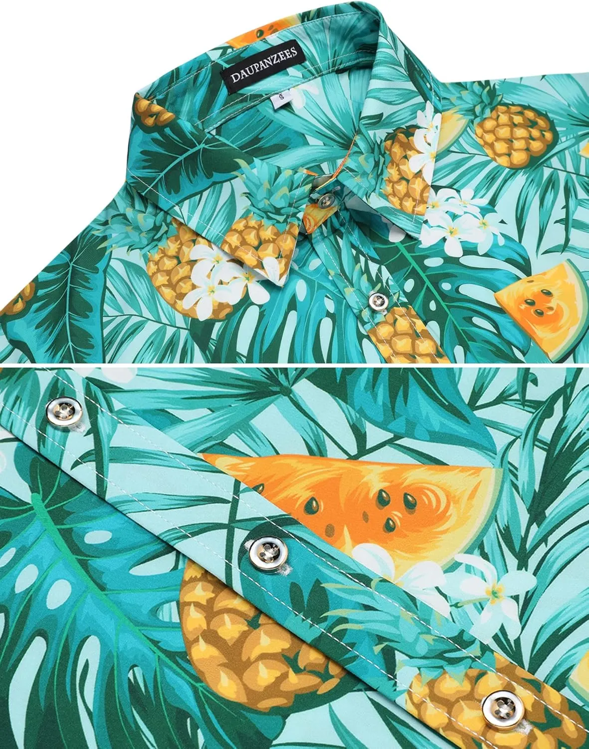 Daupanzees Men's Luxury Casual Button Down Short Sleeve Hawaiian Shirt Suits