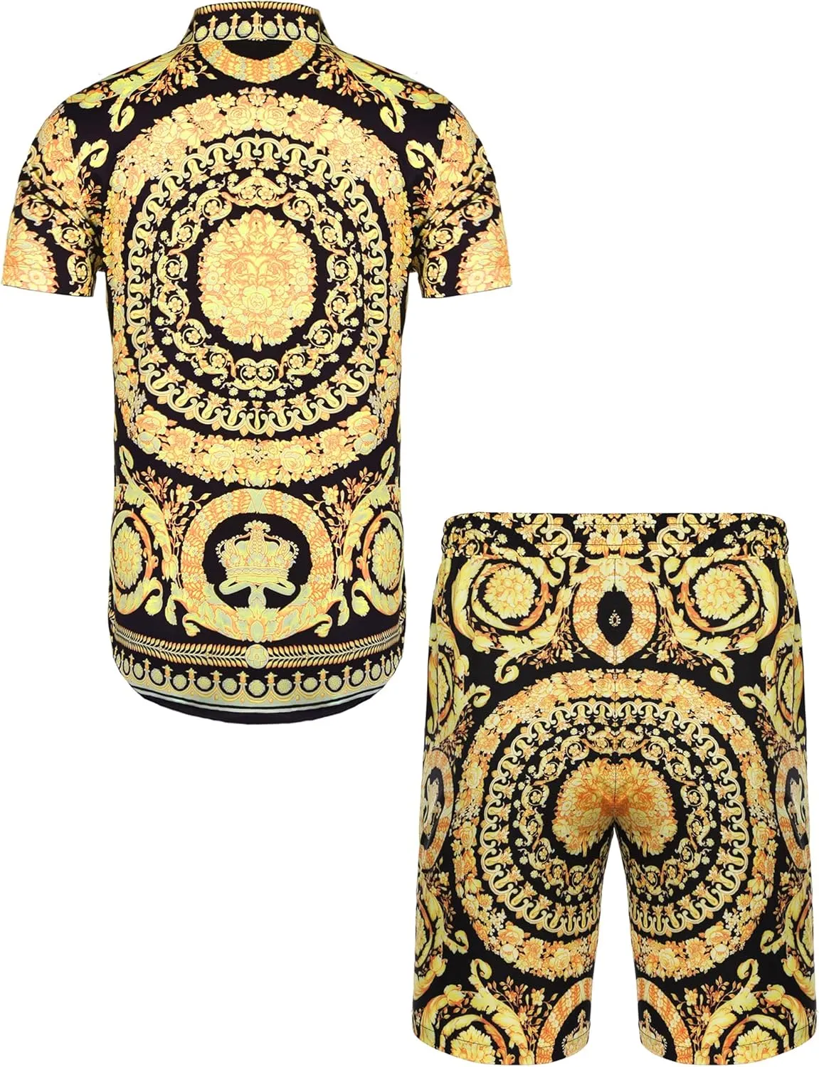 Daupanzees Men's Luxury Casual Button Down Short Sleeve Hawaiian Shirt Suits