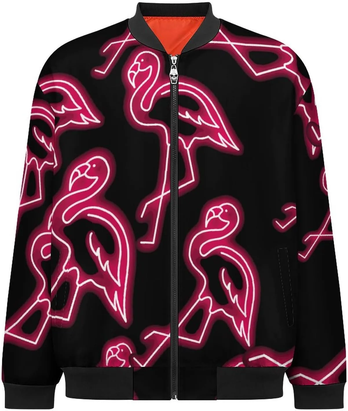 Flamingo Neon Men's Bomber Jacket Lightweight Windbreaker Fashion Spring Fall Coats Casual Jackets for Men