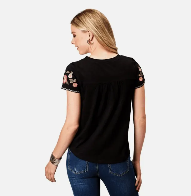 Floral Crew Neck Embroidered Shirt - CLEARANCE