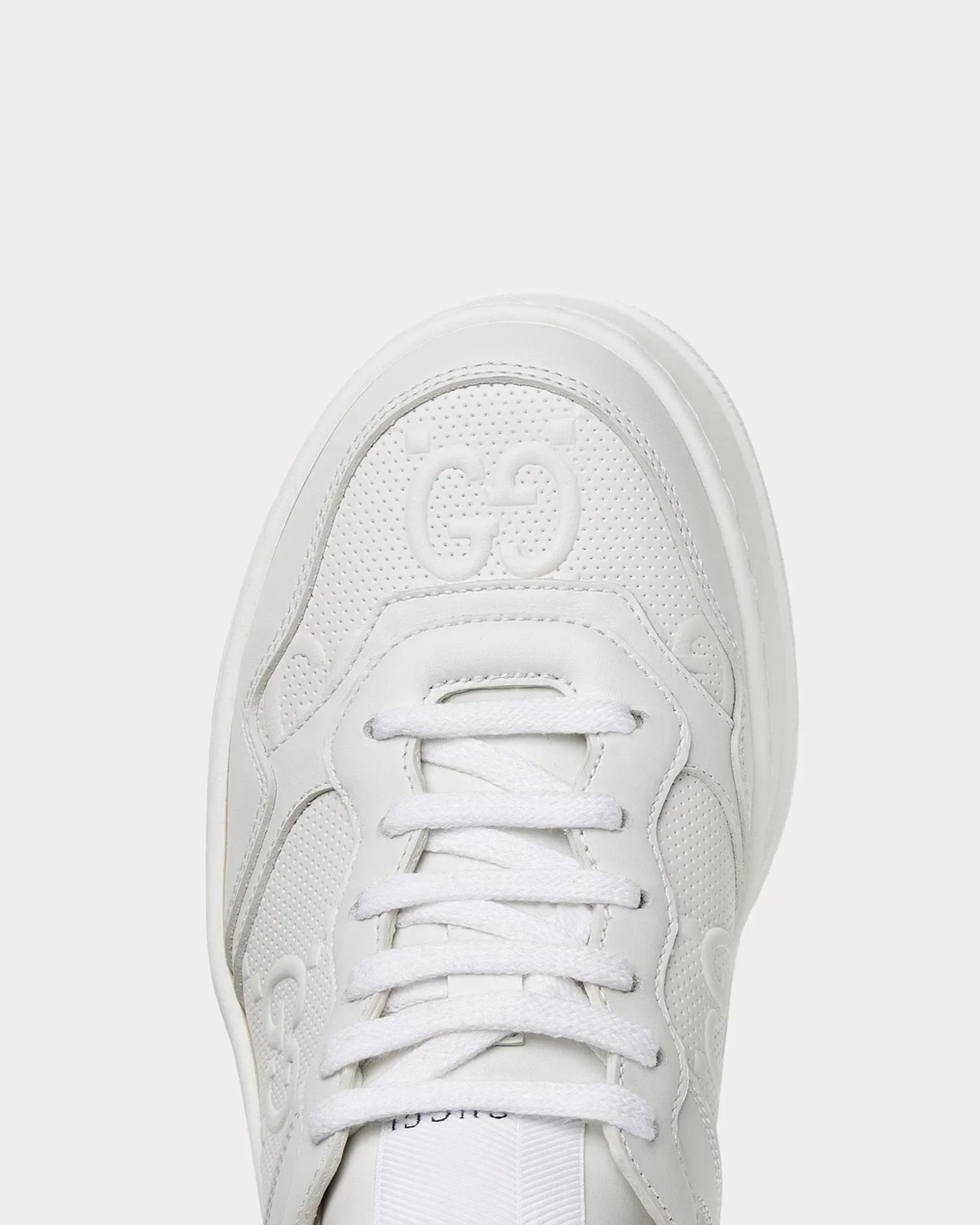 GG Platform with GG Embossed Leather White Low Top Sneakers