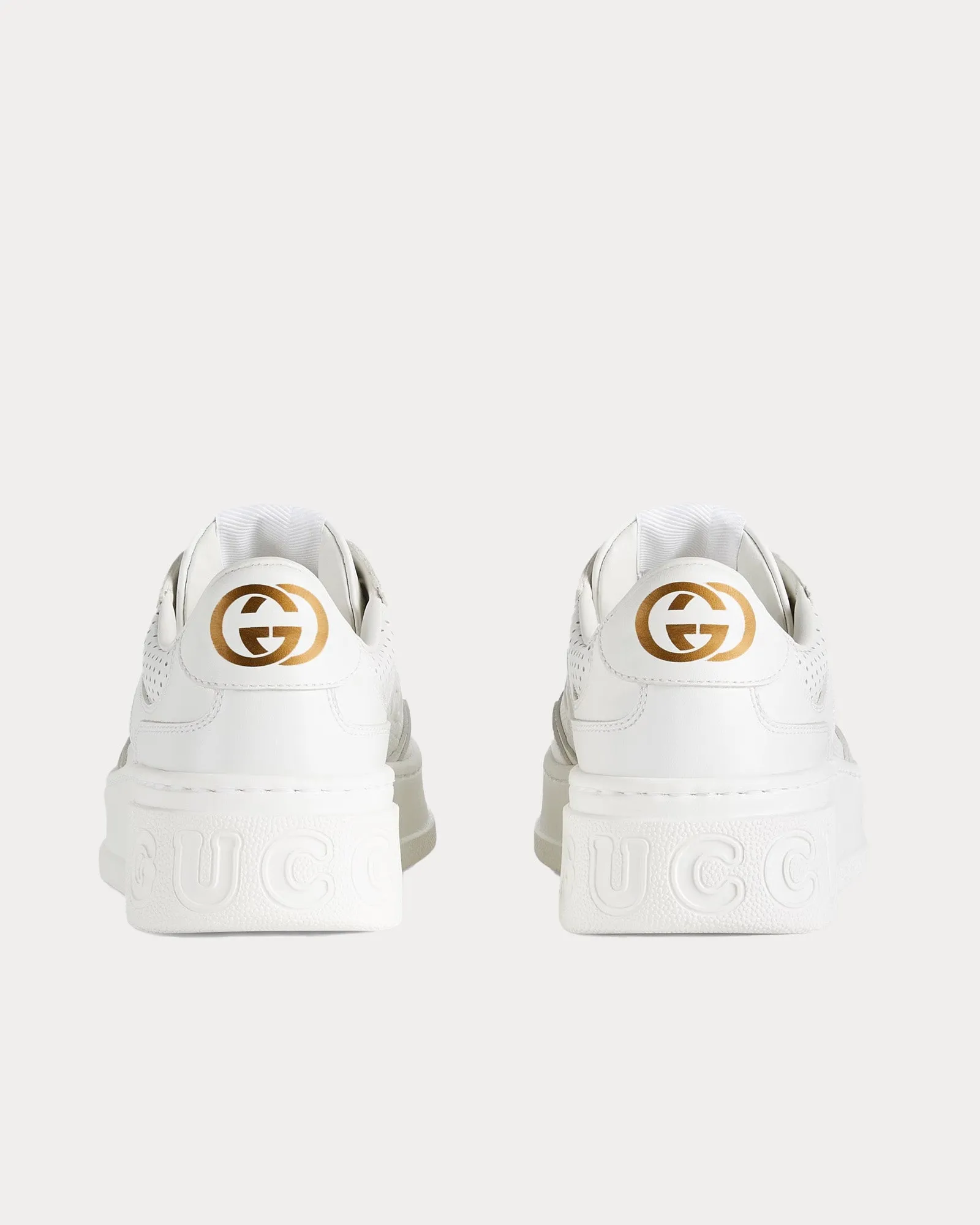 GG Platform with GG Embossed Leather White Low Top Sneakers