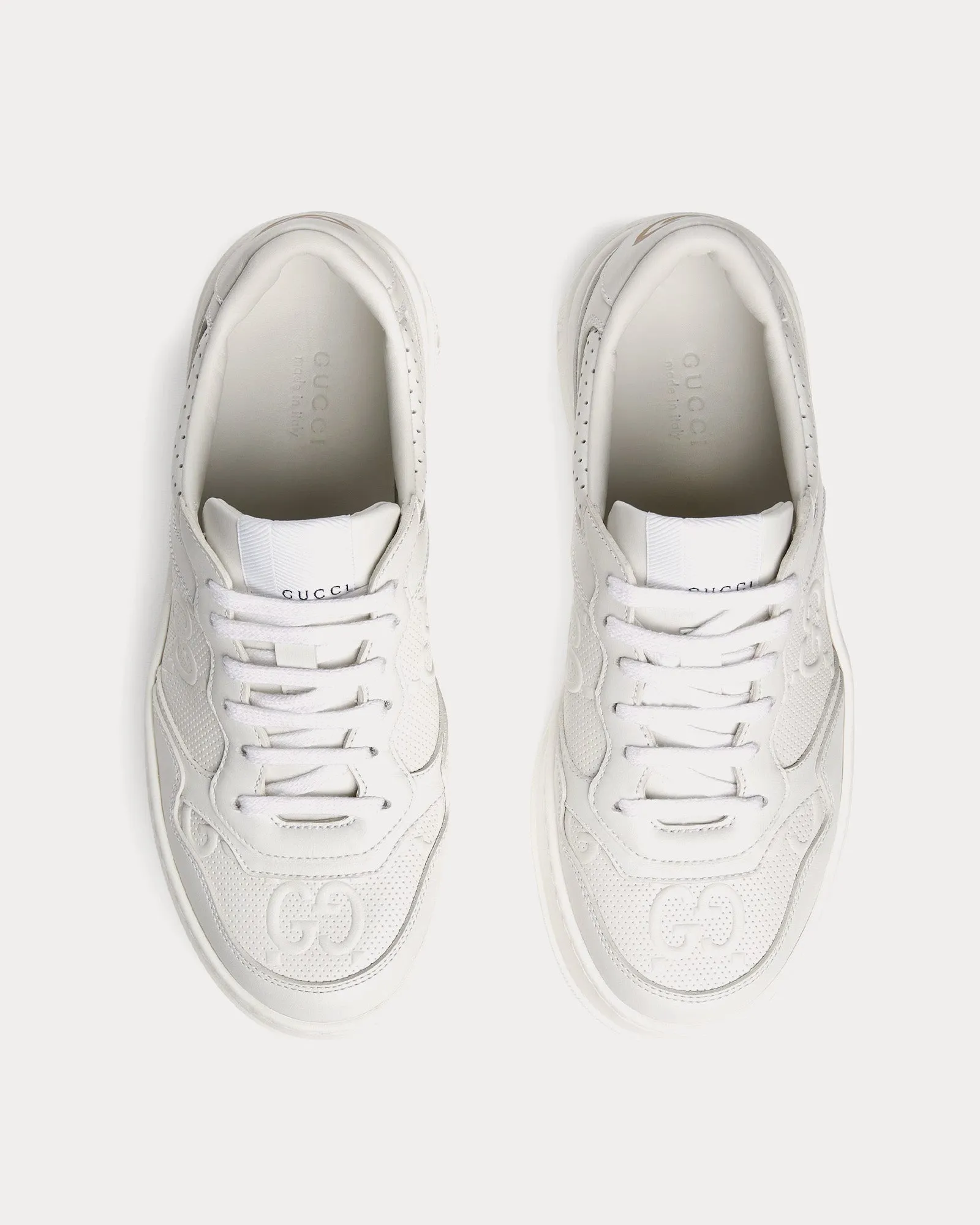 GG Platform with GG Embossed Leather White Low Top Sneakers