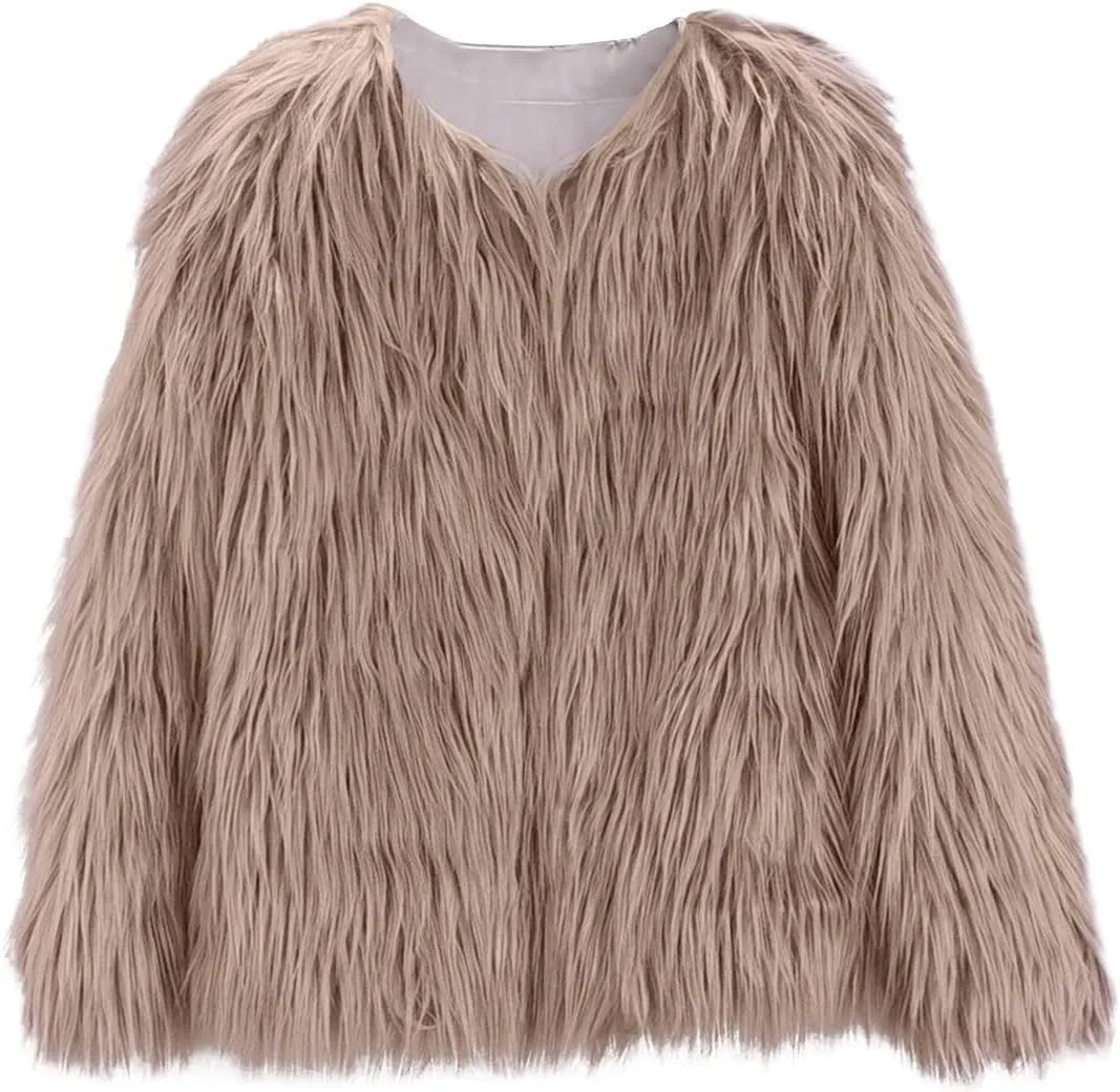 Girls Faux-Fur Jacket Coat Winter Snowday Thick Warm Fashion Cool Clothes 2-10 Years