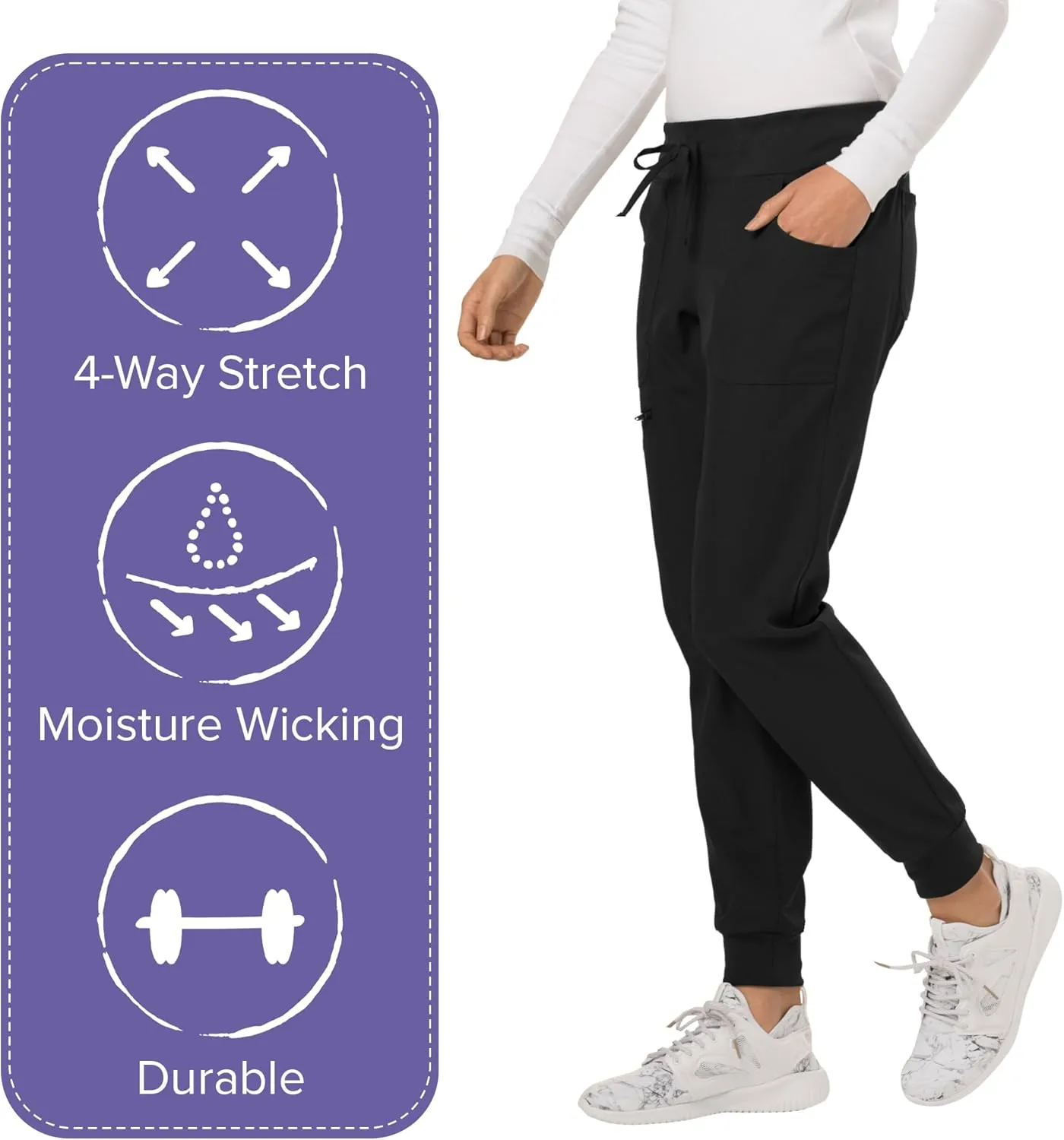 Heartsoul Women's Medical Scrub Jogger Pants Contemporary fit Drawstring waistband Jogger With 5 Pockets - HS030