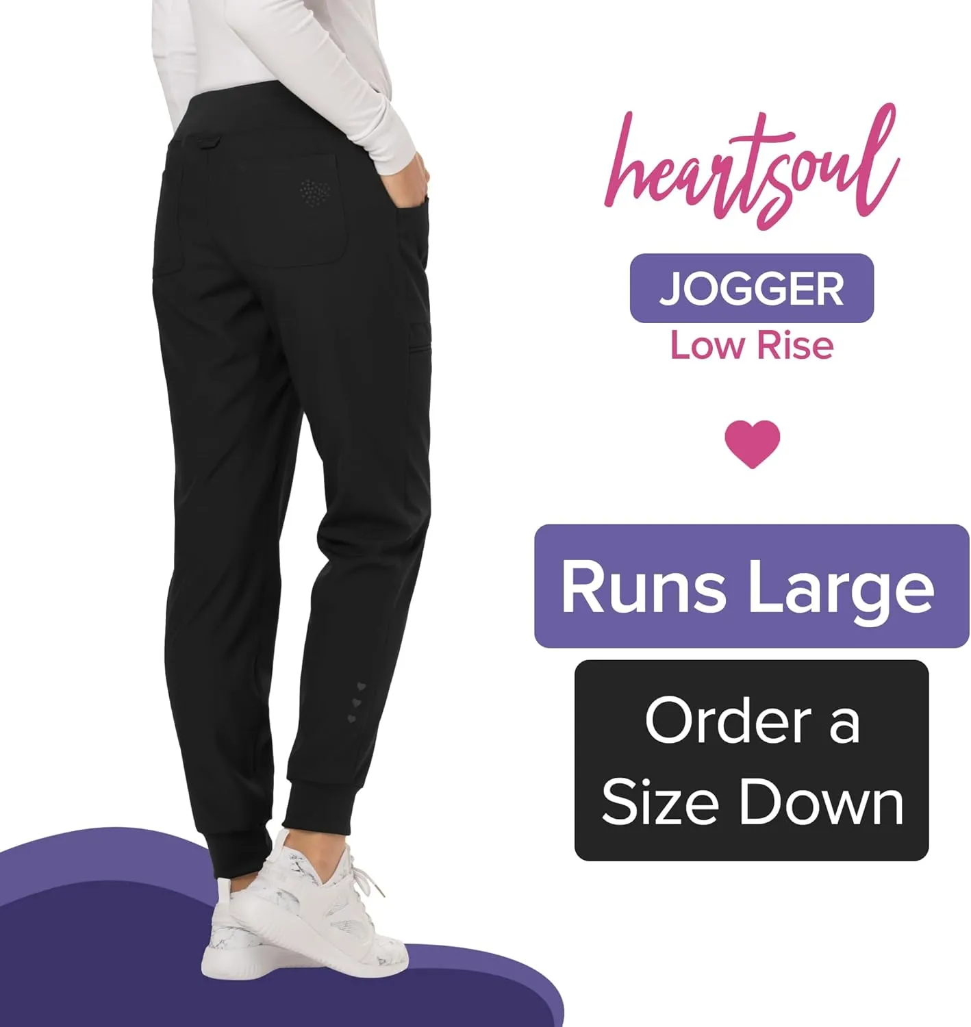 Heartsoul Women's Medical Scrub Jogger Pants Contemporary fit Drawstring waistband Jogger With 5 Pockets - HS030