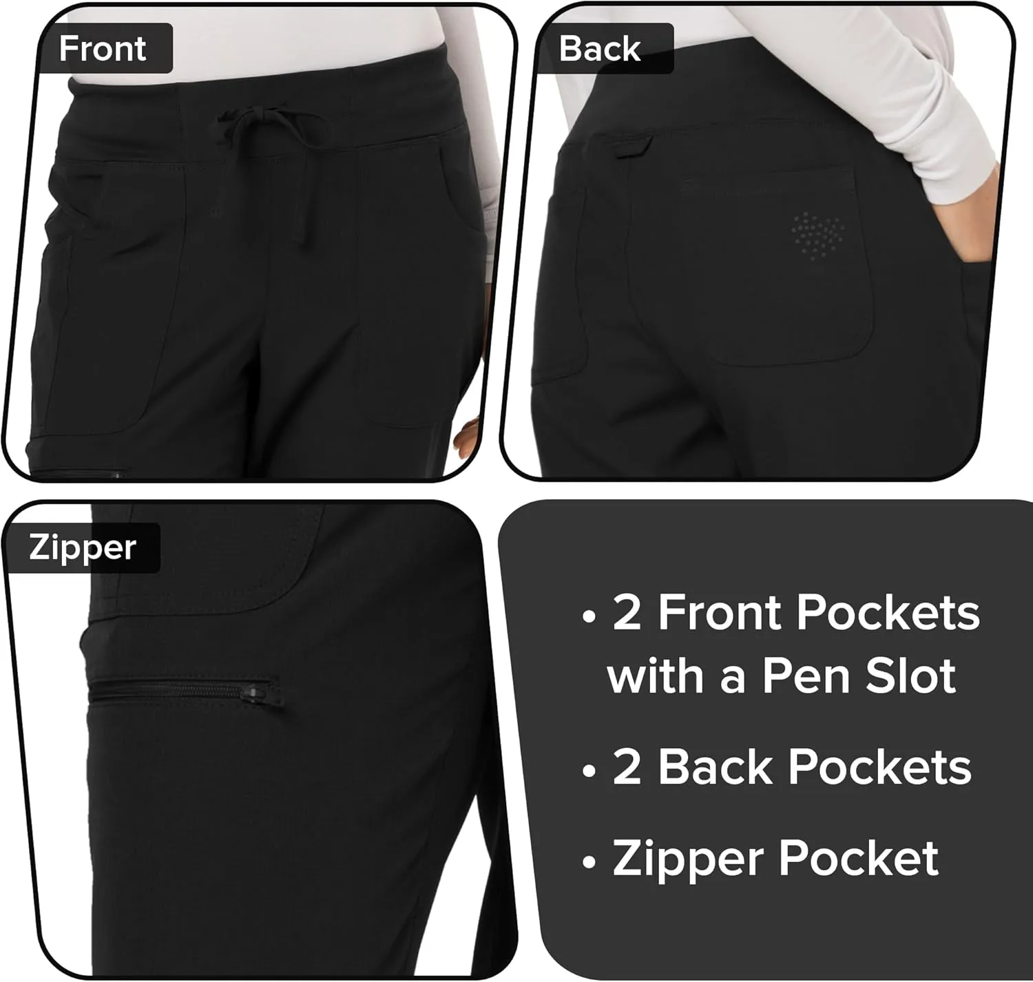 Heartsoul Women's Medical Scrub Jogger Pants Contemporary fit Drawstring waistband Jogger With 5 Pockets - HS030