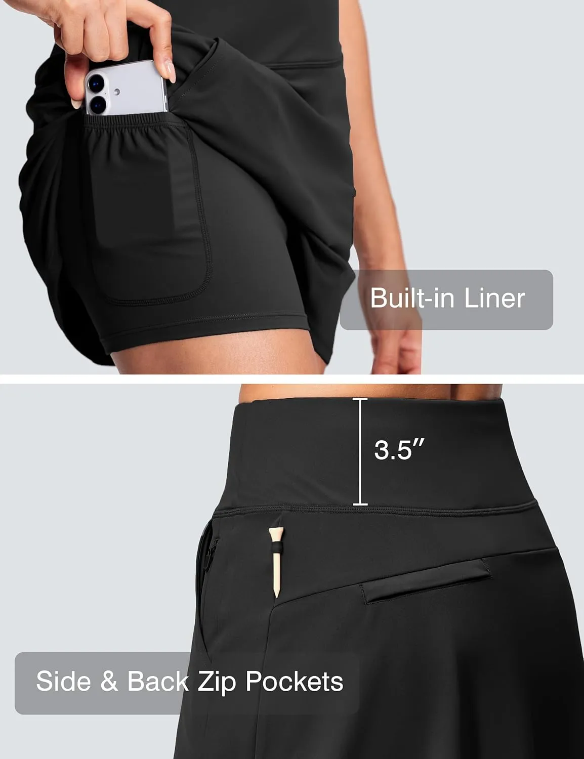 High Waisted Tennis Golf Athletic Skirts for Women Tummy Control Pickleball Skort with Shorts Pockets Anti Slip