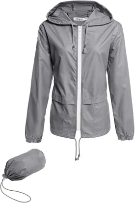 Hount Women's Lightweight Hooded Raincoat Waterproof Packable Active Outdoor Rain Jacket (S-3XL)