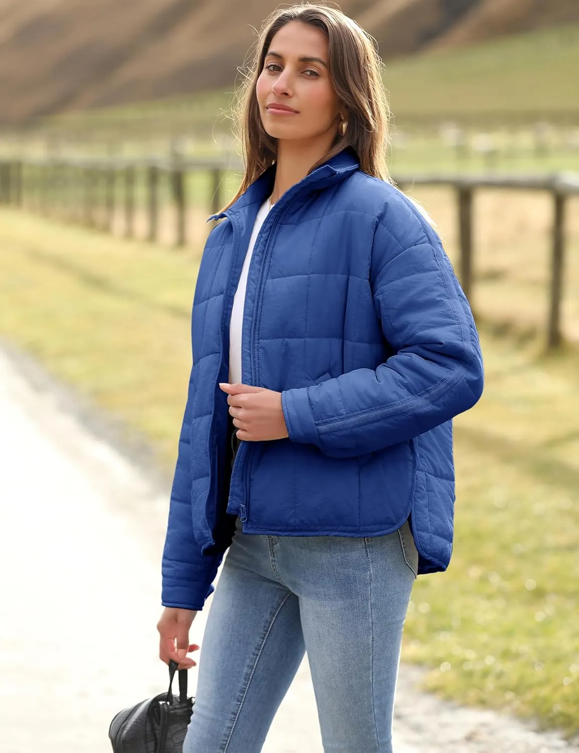 Huaqiao Womens Quilted Puffer Jackets Lightweight Zip up Short Winter Coat with Pockets