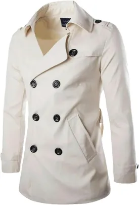 JXQXHCFS Mens Spring Autumn Windbreak Overcoat Cotton Men Trench Coats with Belt Male Pea Coat Double Breasted Peacoat