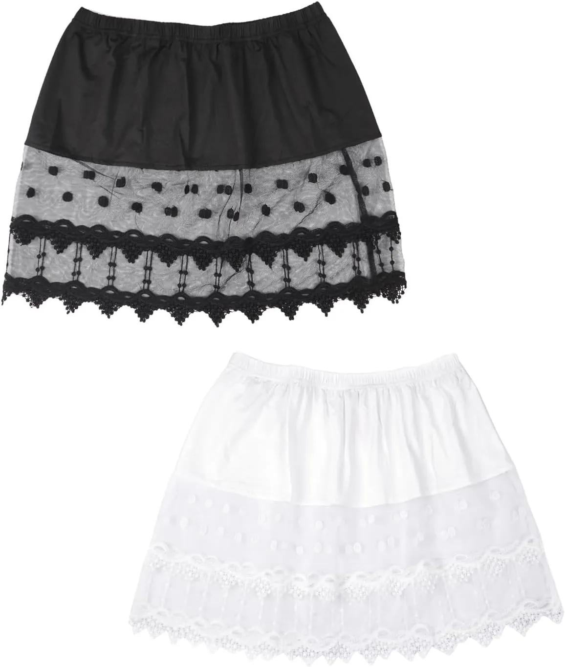 Lace Shirt Extender for Women Plus Size Underskirt Elastic Waist Half Slip Mini Skirts