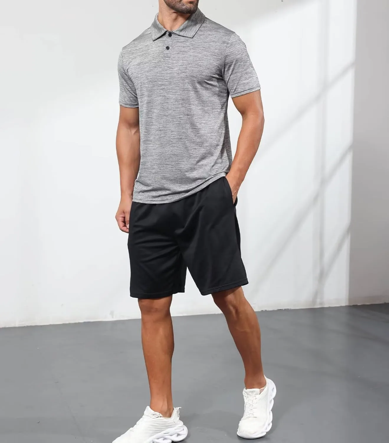 Lexiart Men's Cool Feeling Athletic Golf Polo Shirt Short Sleeve Performance Moisture Wicking Collared Tops