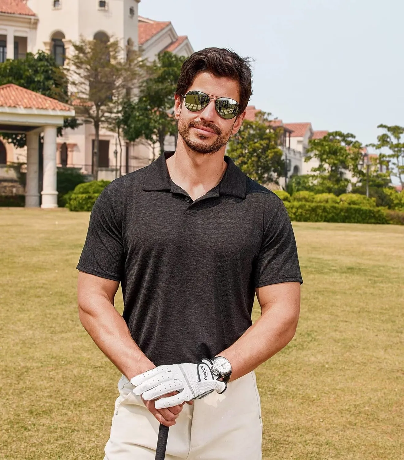 Lexiart Men's Cool Feeling Athletic Golf Polo Shirt Short Sleeve Performance Moisture Wicking Collared Tops