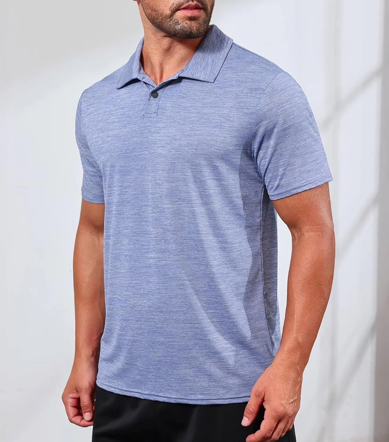 Lexiart Men's Cool Feeling Athletic Golf Polo Shirt Short Sleeve Performance Moisture Wicking Collared Tops