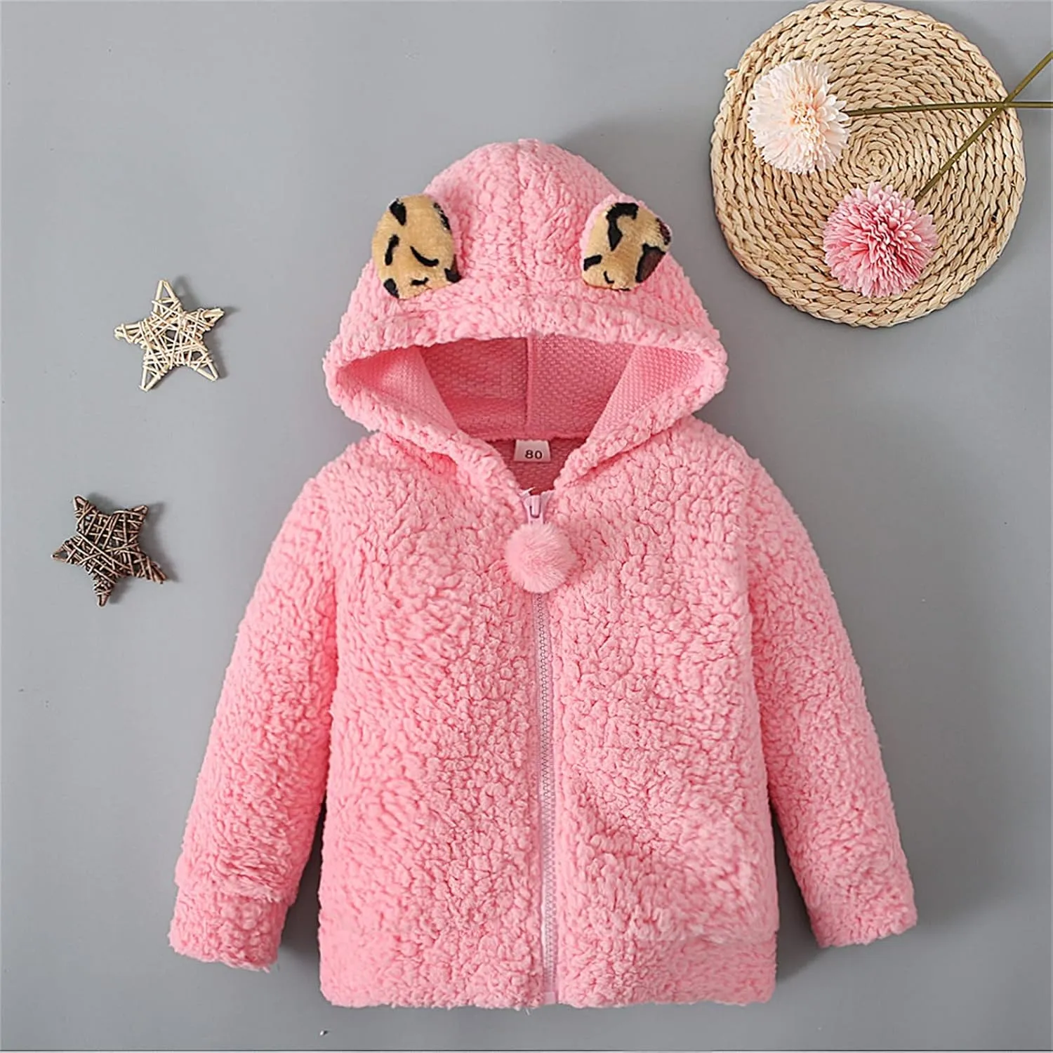 Padded Parka Boys Fleece Jacket Baby 3D Ear Winter Coat Thicken Hoodie 6M-3Y Infant Girls Fleece Coat Outwear