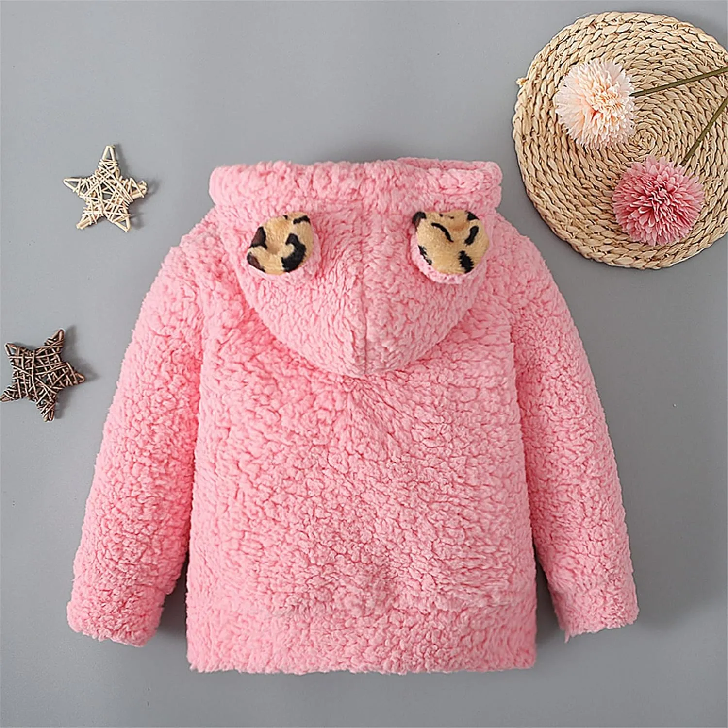Padded Parka Boys Fleece Jacket Baby 3D Ear Winter Coat Thicken Hoodie 6M-3Y Infant Girls Fleece Coat Outwear