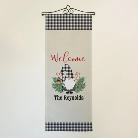 Personalized Welcome Gingham Gnome Wall Hanging