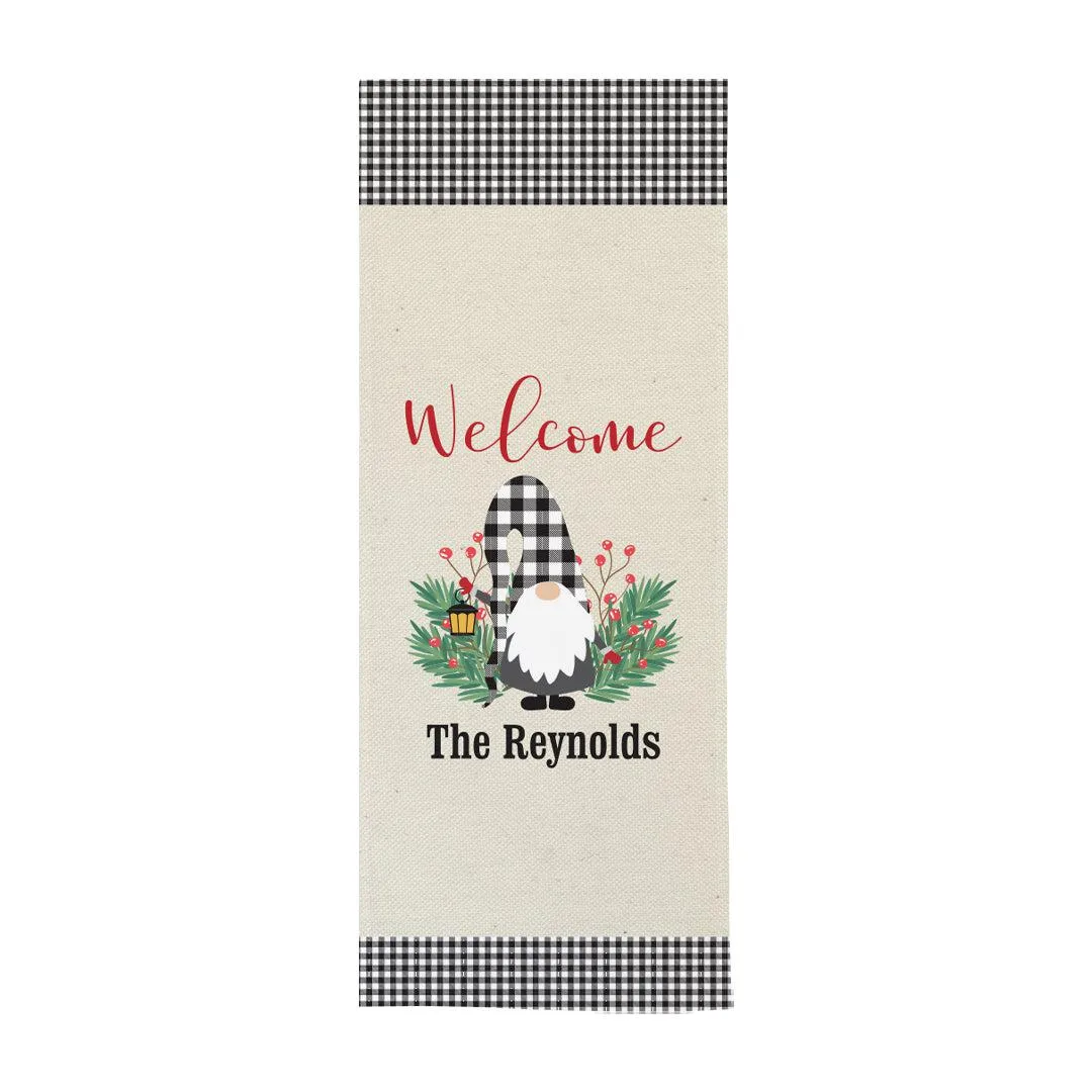 Personalized Welcome Gingham Gnome Wall Hanging
