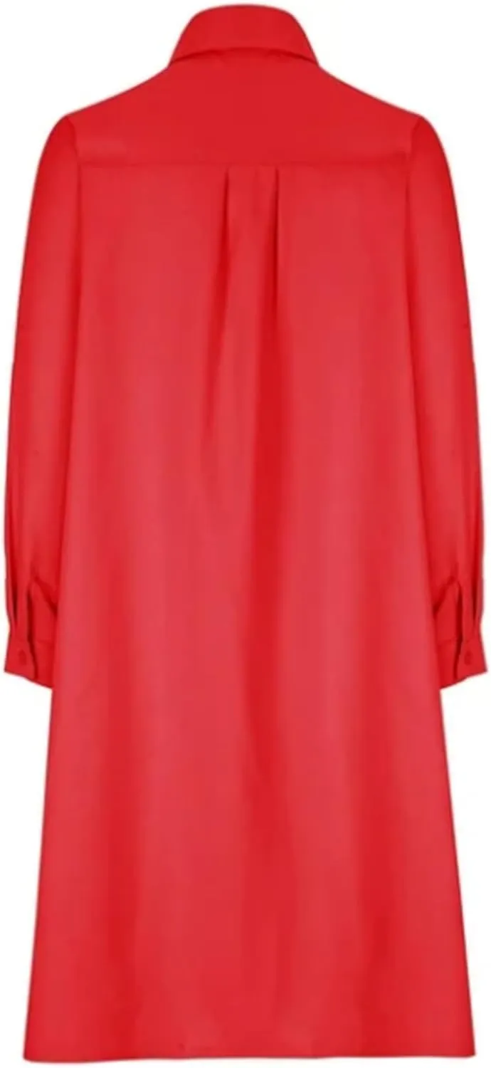 Shirt Dresses for Women Button Down Dress Long Sleeve Casual Collared Midi Dress with Pockets