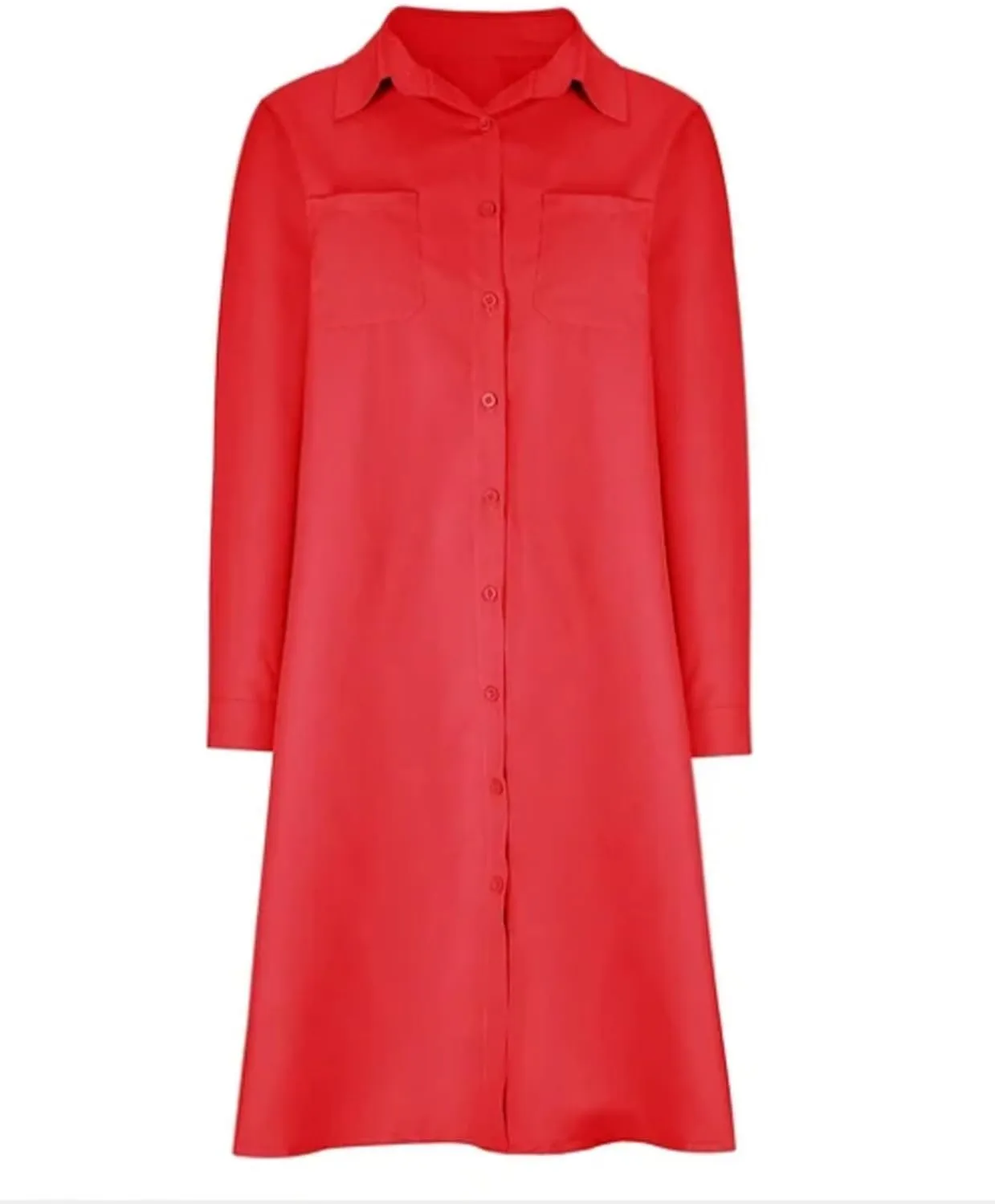 Shirt Dresses for Women Button Down Dress Long Sleeve Casual Collared Midi Dress with Pockets