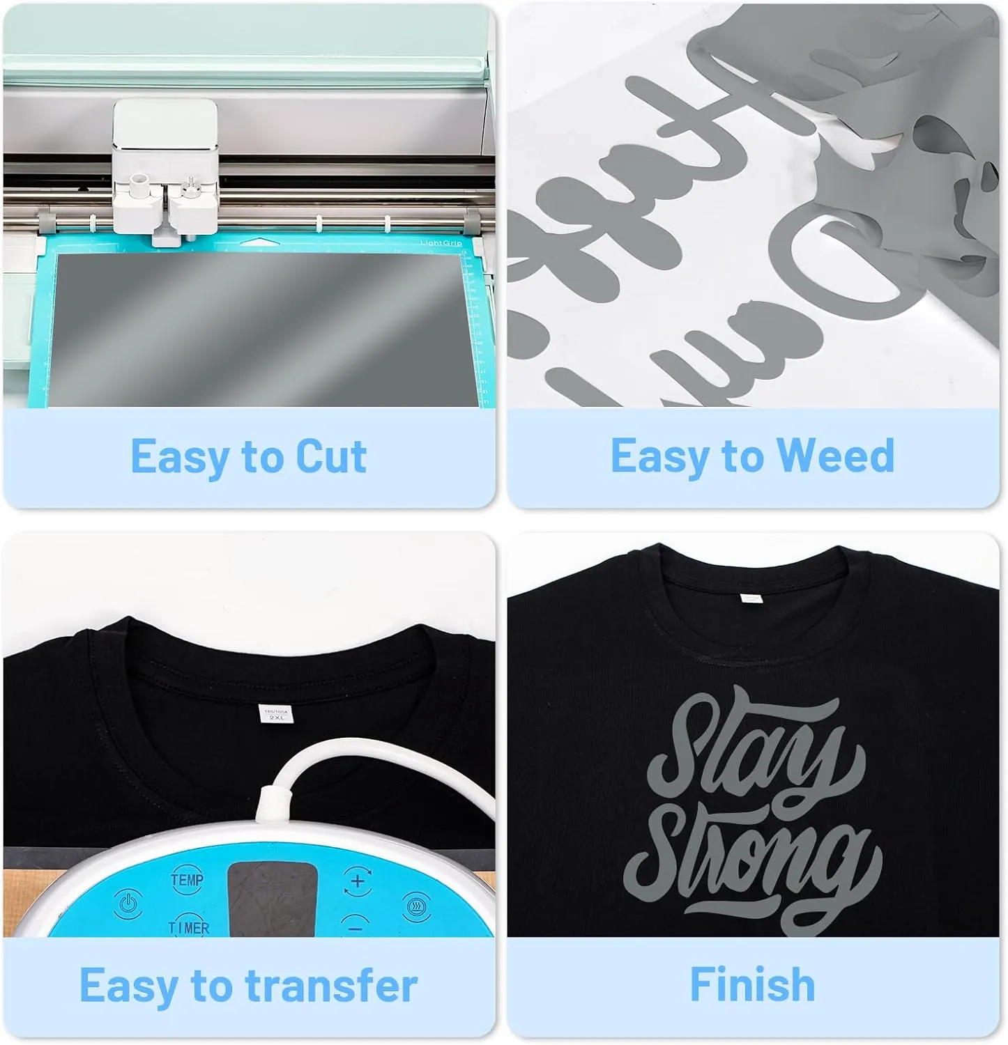 Silver HTV Heat Transfer Vinyl for T-Shirts, 12"x20ft Silver Iron on Heat Transfer for Fabric, Iron on Vinyl Compatible with Cricut & Heat Press Machine, Heat Vinyl Easy to Cut