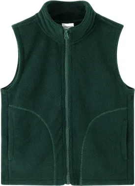 Spring&Gege Boys Full Zip Polar Fleece Vest Sleeveless Outwear Warm Jacket with Pockets (3-12 Years)
