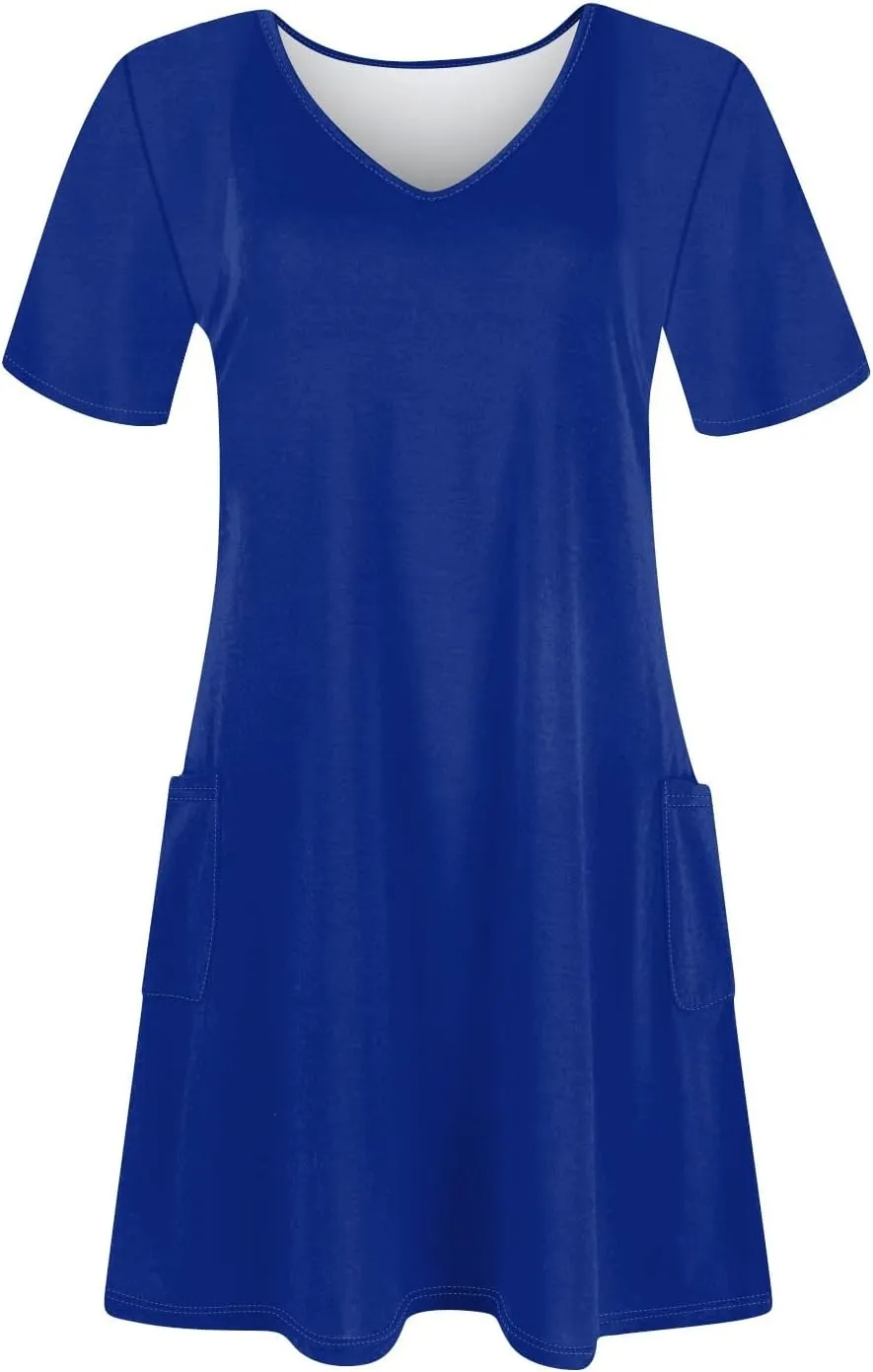 Summer Dresses for Women 2025 Casual Short Sleeve Sundresses Hawaiian T Shirt Dress Beach Dress with Pockets