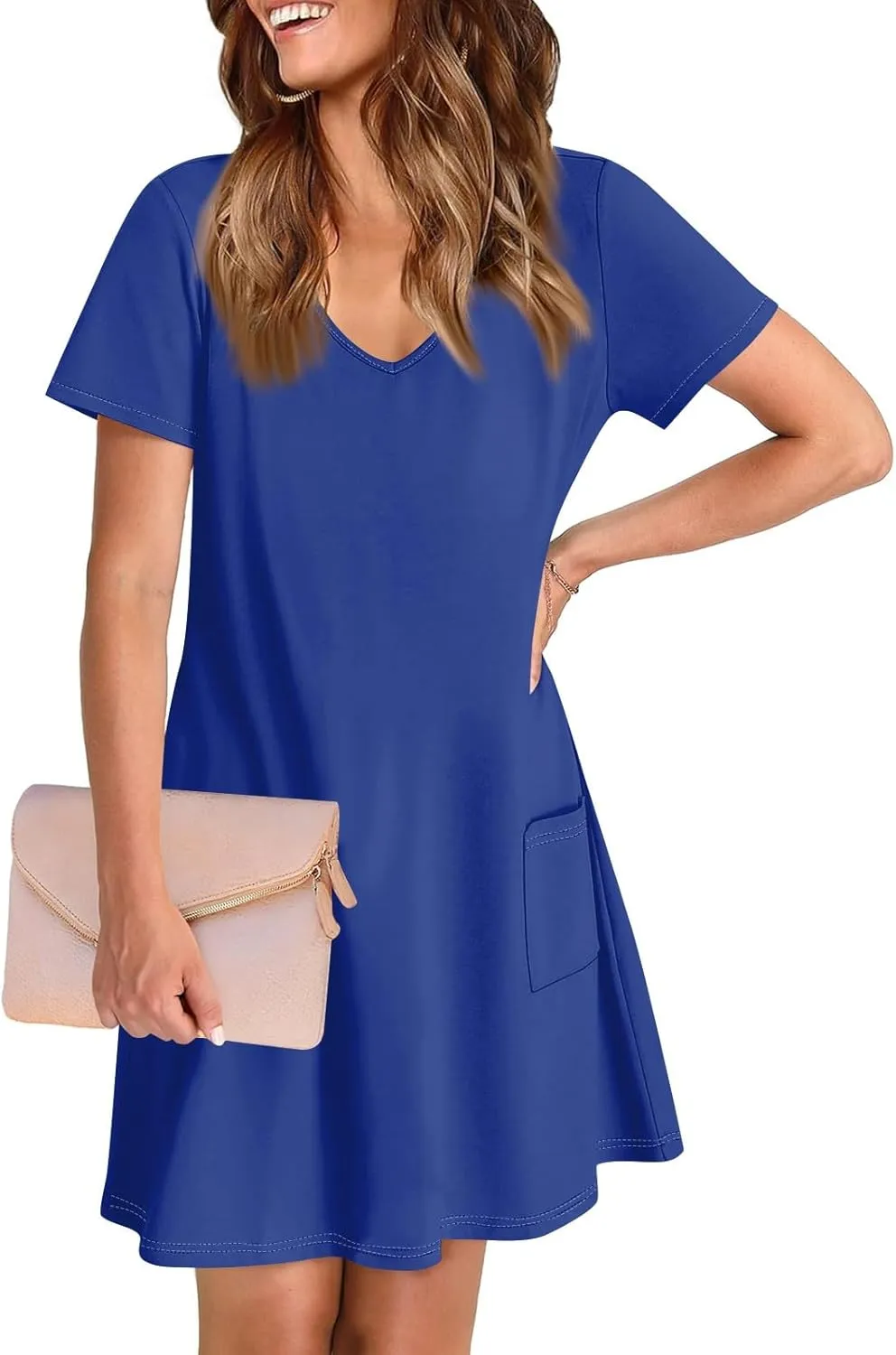 Summer Dresses for Women 2025 Casual Short Sleeve Sundresses Hawaiian T Shirt Dress Beach Dress with Pockets