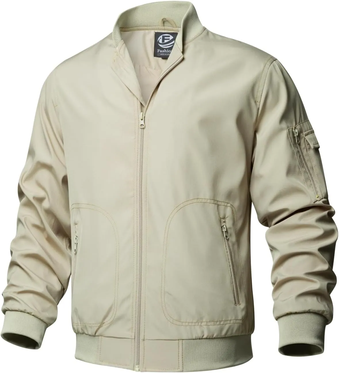 TLZC Men's Fashion Bomber Jacket Lightweight Track Windbreaker Jackets Outdoor Golf Windproof Coat