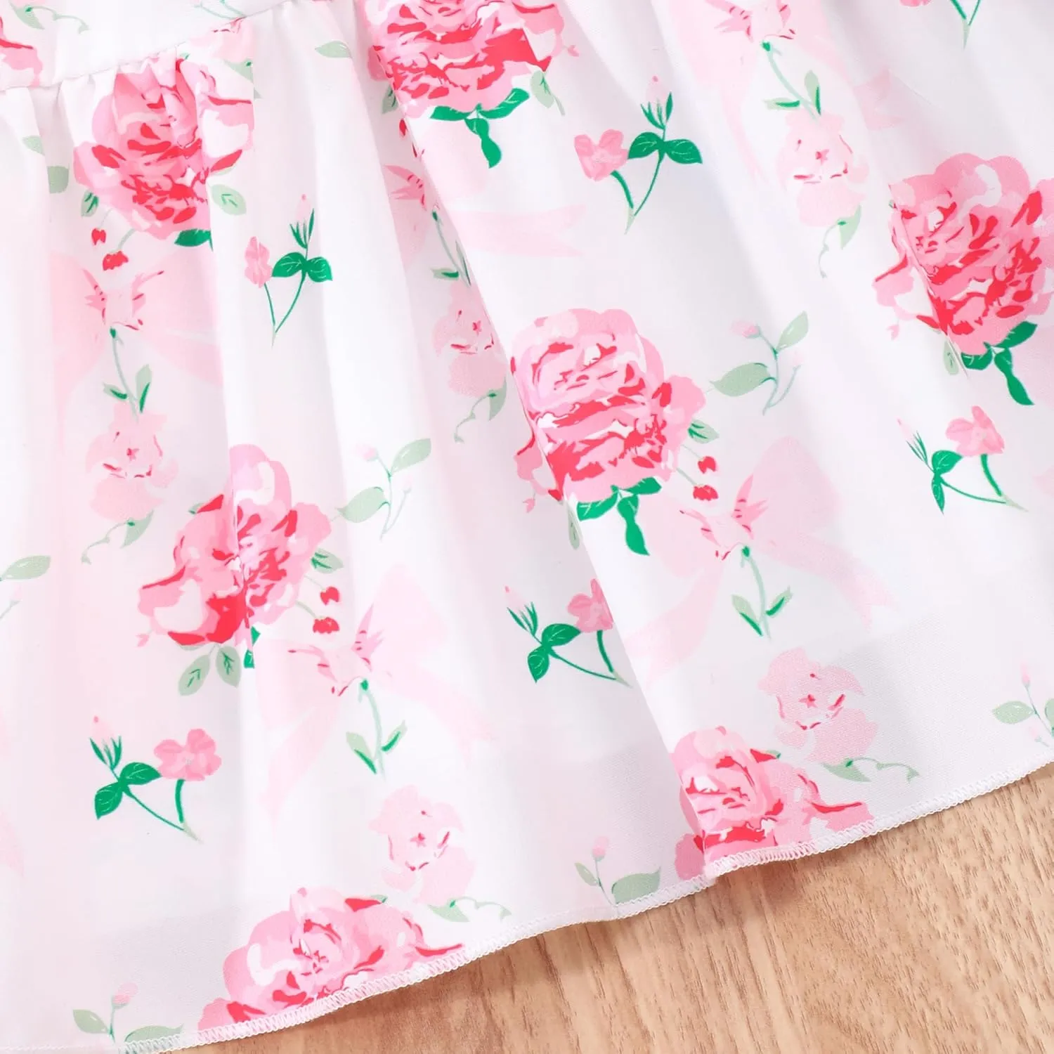 Toddler Baby Girls Summer Floral Dress Kids Puff Sleeve Square Neck Smocked Flowy Sun Dresses 2-8 Years