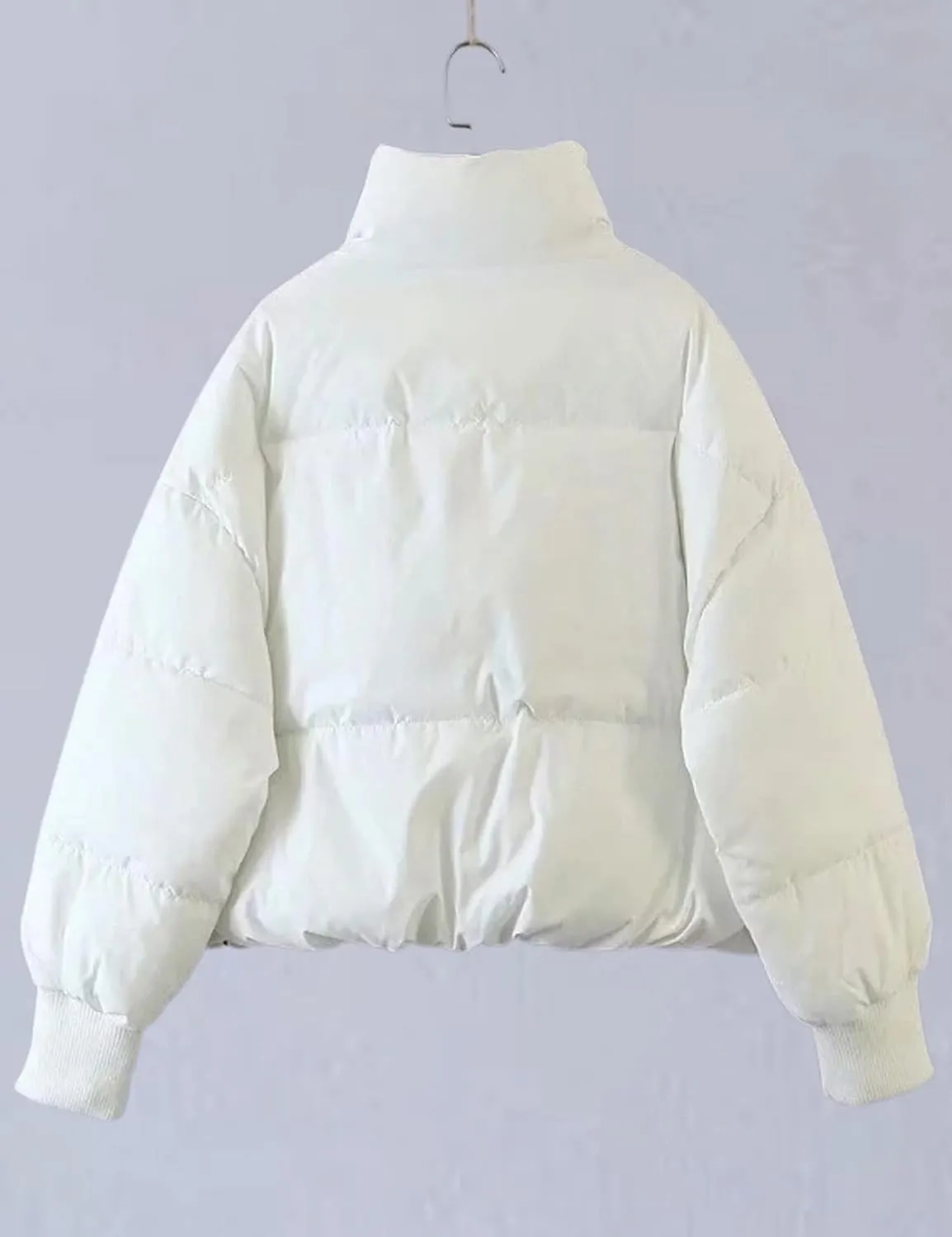 Unilexi Womens Casual Cropped Puffer Jackets Oversized Padded Stand Collar Winter Coats